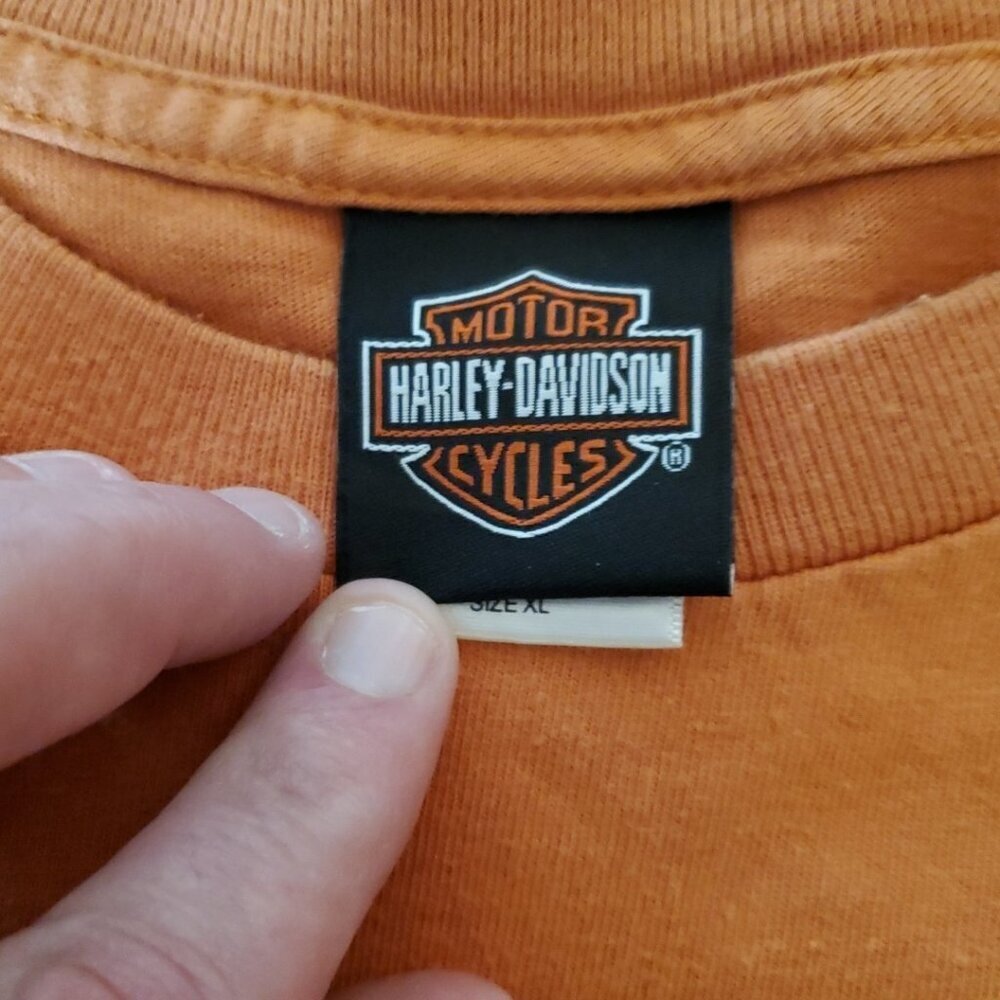 Thoroughbred Vintage Faded Orange Harley Davidson Tee Size XL Florence KY - Picture 9 of 10